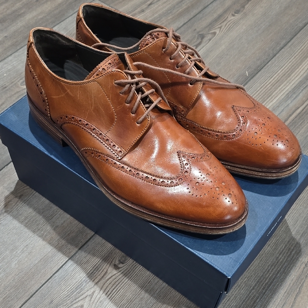 Cole Haan Men's Harrison Grand O.S Wingtip Oxford Brown C24168 Size 10 WORNONCE